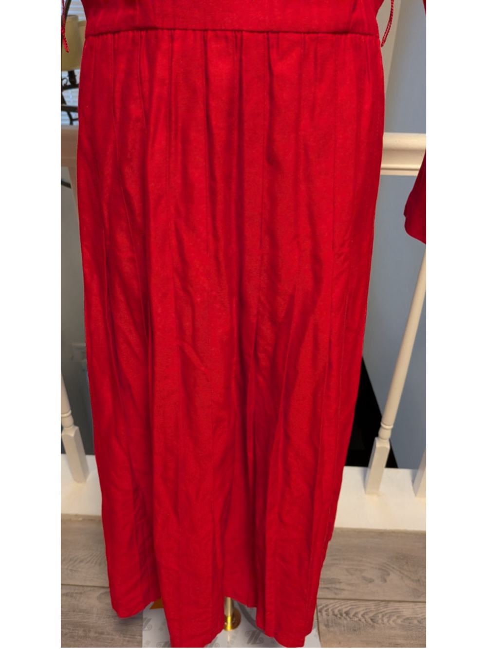 Vintage Rabbit Rabbit Rabbit Designs Red Rayon Shoulder Pad Midi Dress Size 8 - Picture 4 of 5